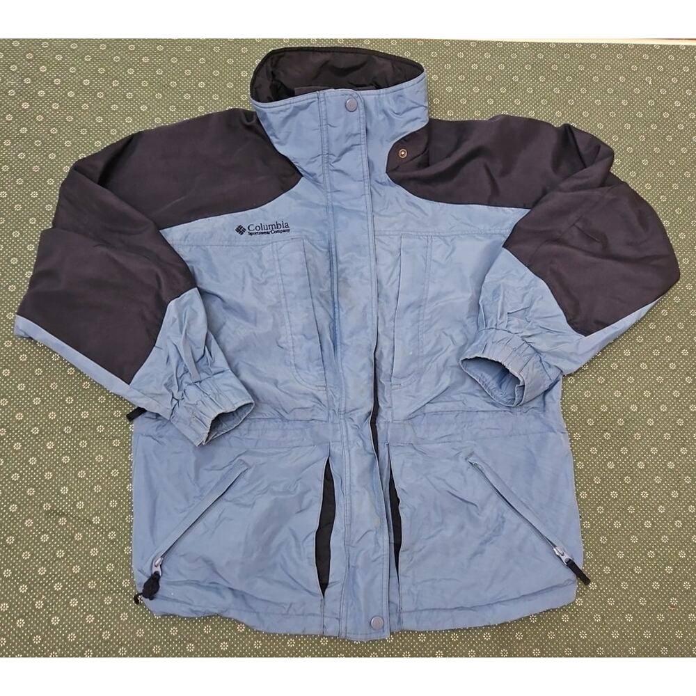 VTG Columbia Womens‎ Jacket LARGE Double Whammy Rain Blue Black 90s. READ